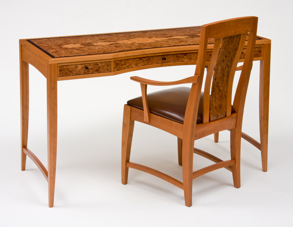 Cherry and Elm Writing Desk and Chair