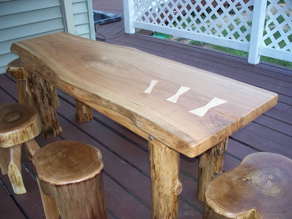 Child size Log Slab FarmTable Stools