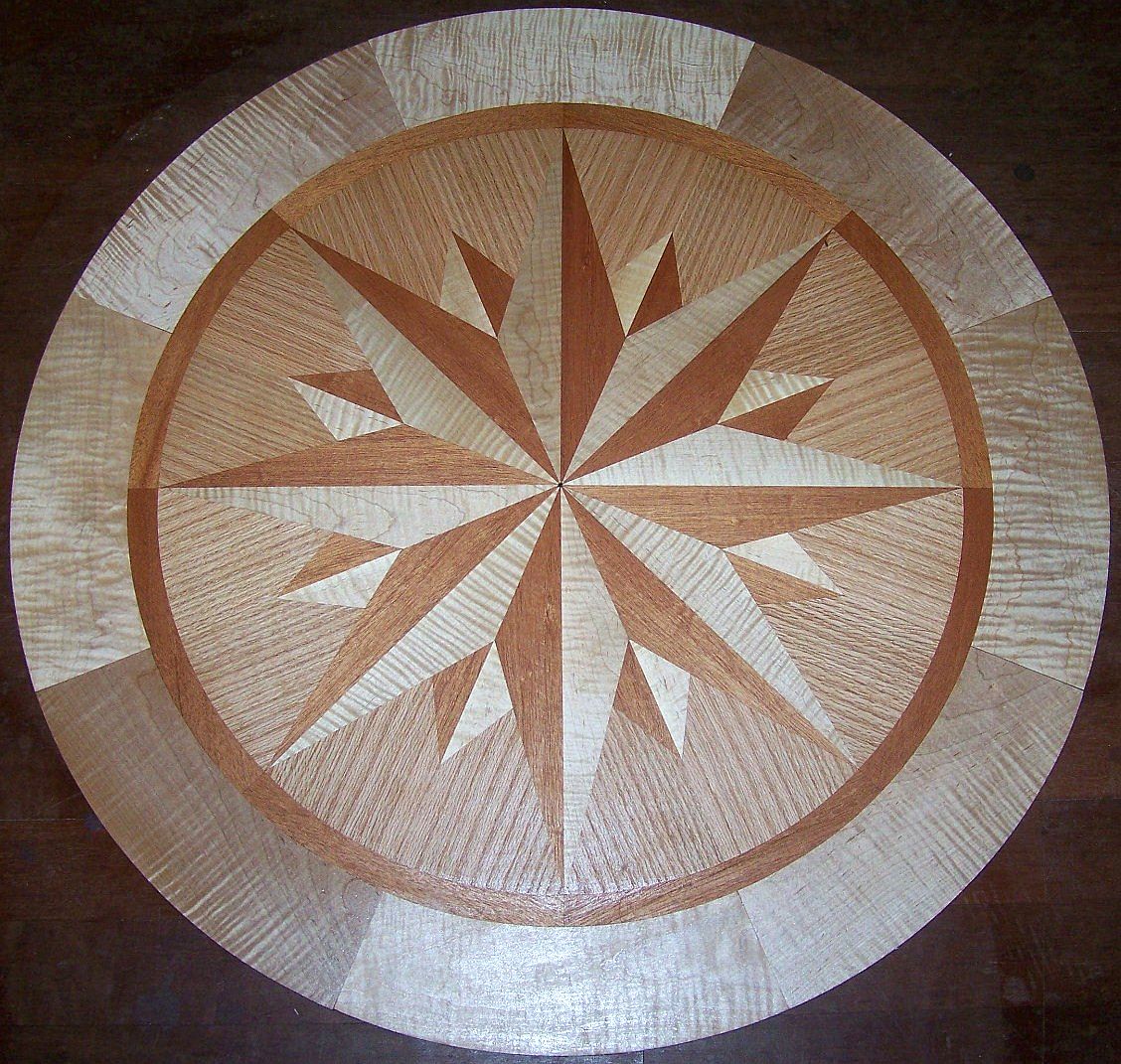 Hardwood Floor Medallion Inlays and Compass Roses