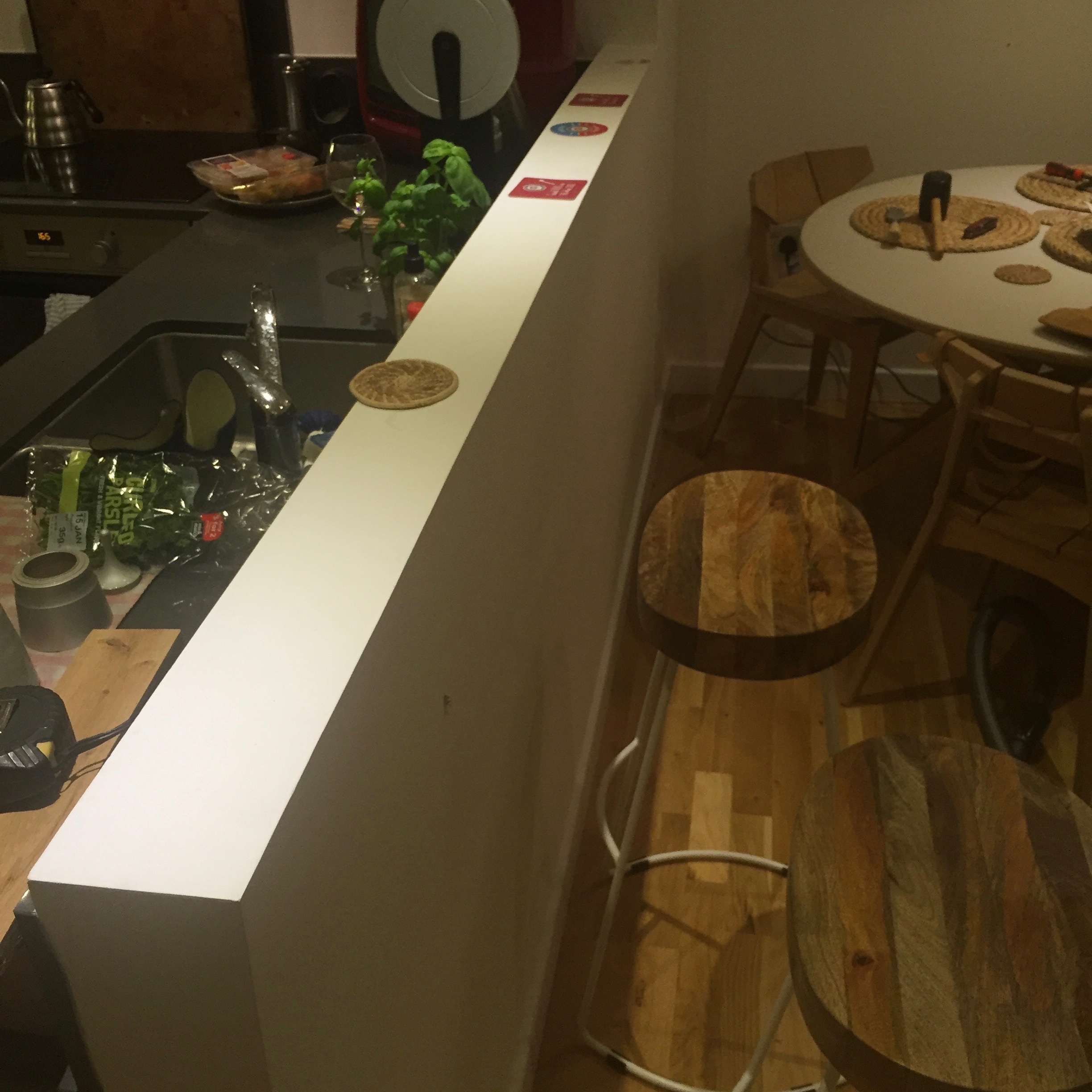 Installing Walnut Countertop On Knee Wall Woodweb S Cabinet And