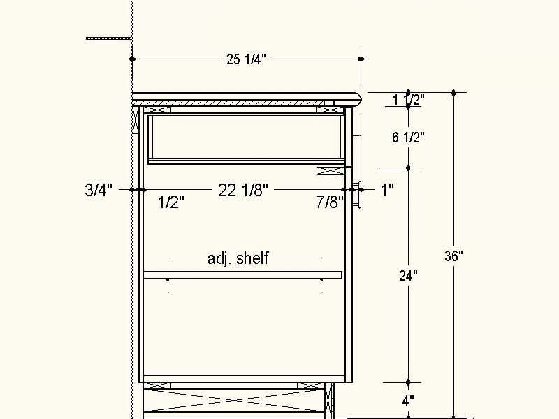Proper Depth For Frameless Cabinets, How Deep Are Standard Upper Cabinets